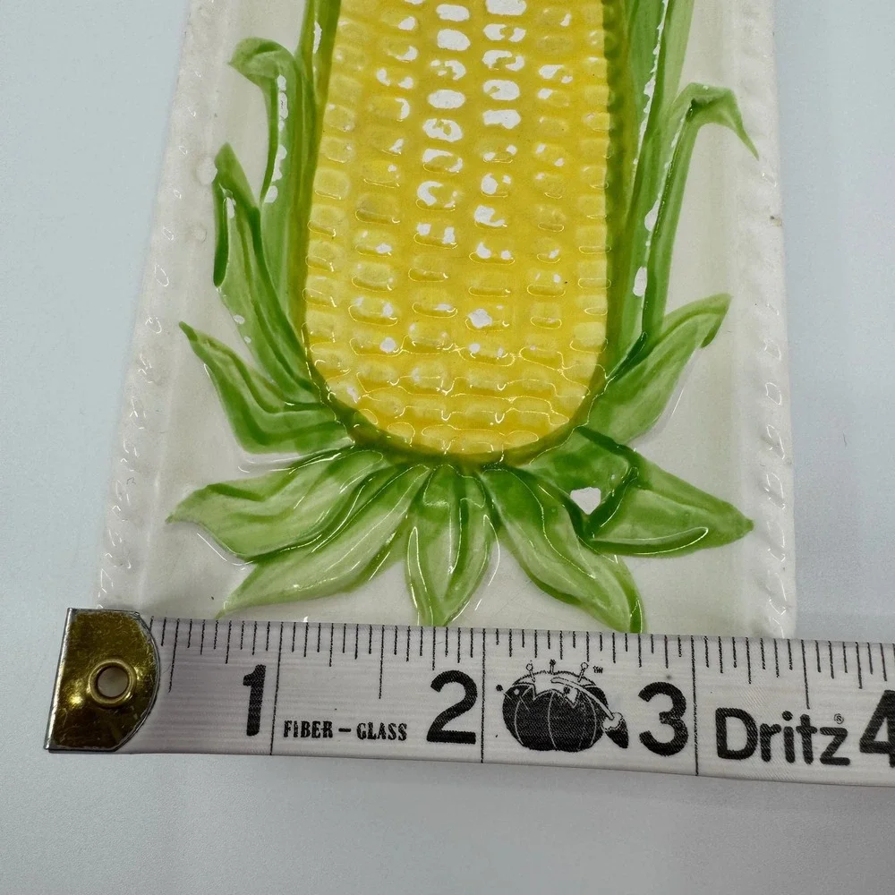 Vtg 1960s Corn Cob Relish Trays SET 4 Majolica Ceramic Vegetable Serving Dishes